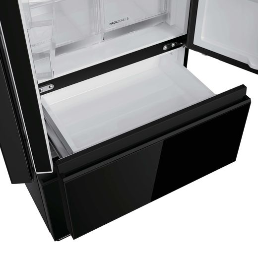 Haier Space Fit American Fridge Freezer - Obsidian Black - Freezer drawer open